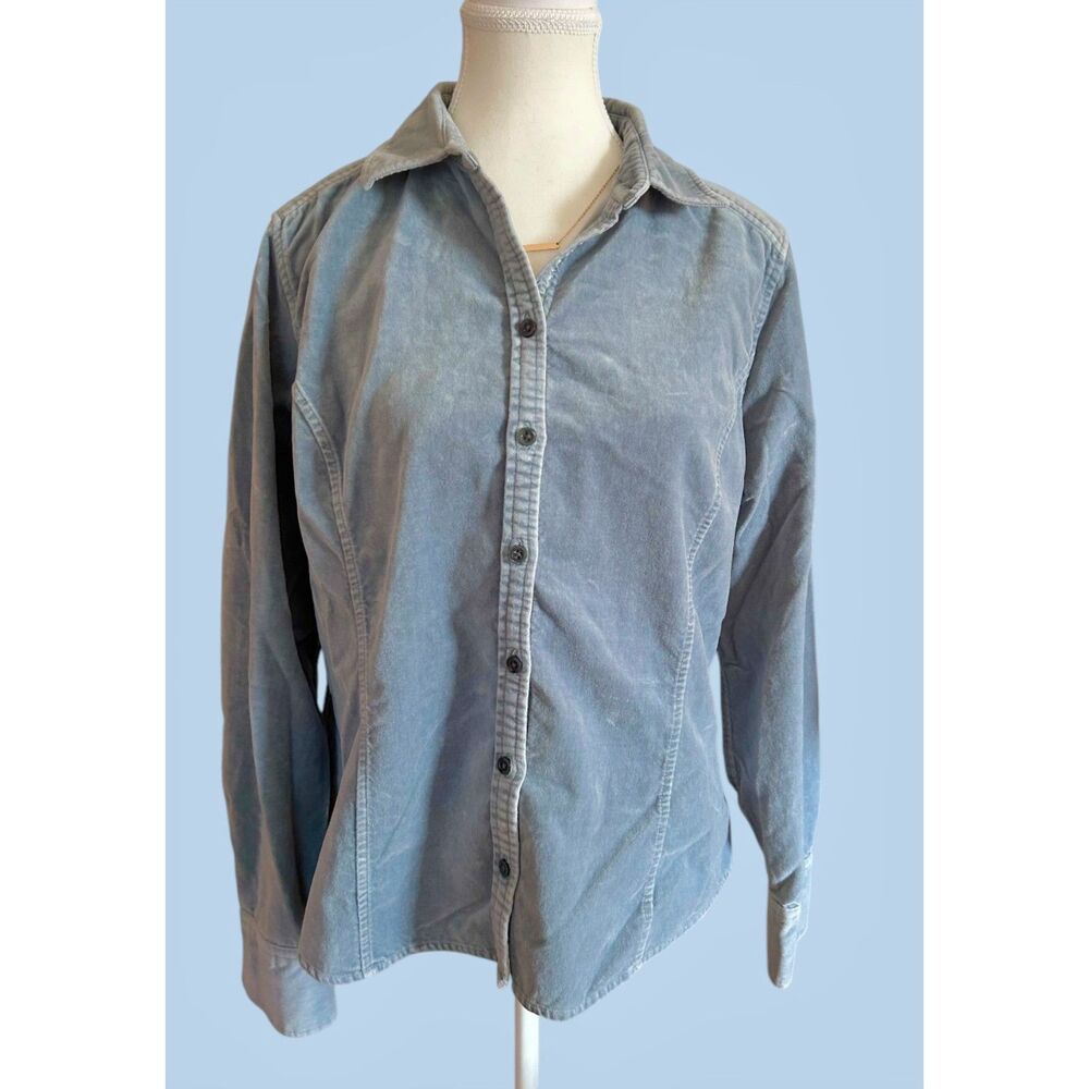 Eddie Bauer Long Sleeve Cotton Velvet Button Down Shirt, Casual Outdoors Hiking